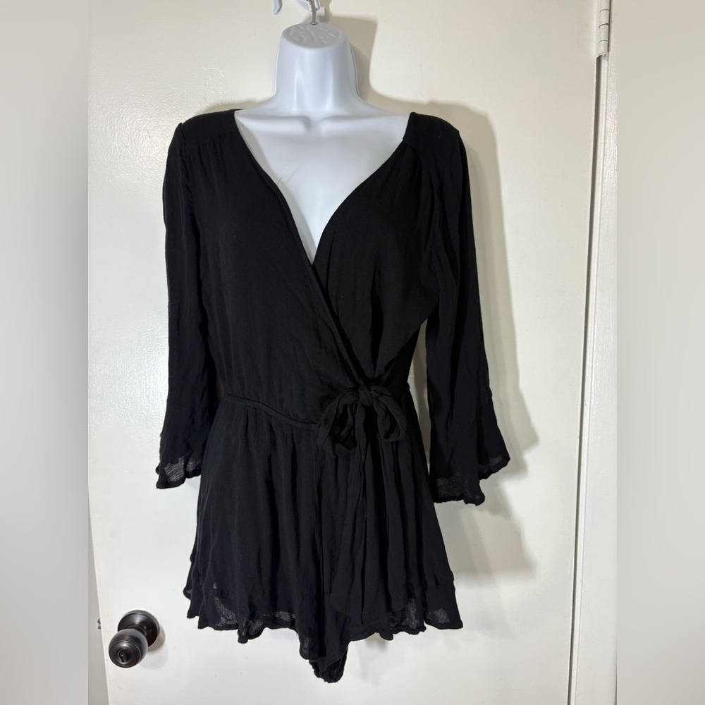 ShowPo Sunday Breeze Playsuit Romantic Goth Vacation Sheer Romper In Black Sz 8